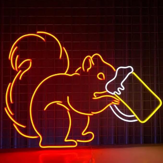 Squirrel Drinking Beer Neon Sign, 20inches Cocktail Squirrel Neon Led Light - Image 4