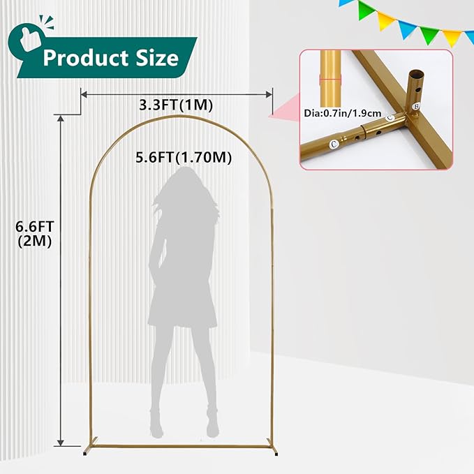 Metal Arch Backdrop Stand Set- Heavy Duty Rust-Proof Wedding Decoration Frame - Image 2