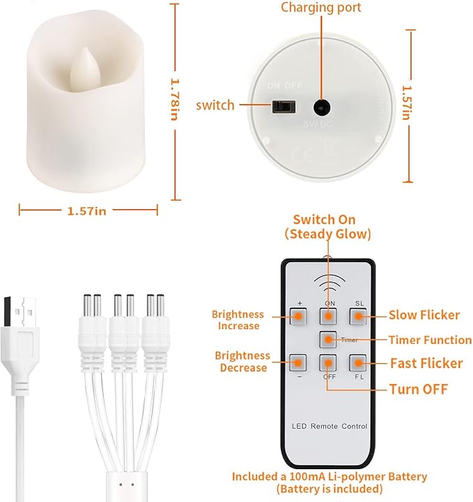 FREEPOWER Rechargeable Flameless Flickering Tea Light Candles Remote Control - Image 6
