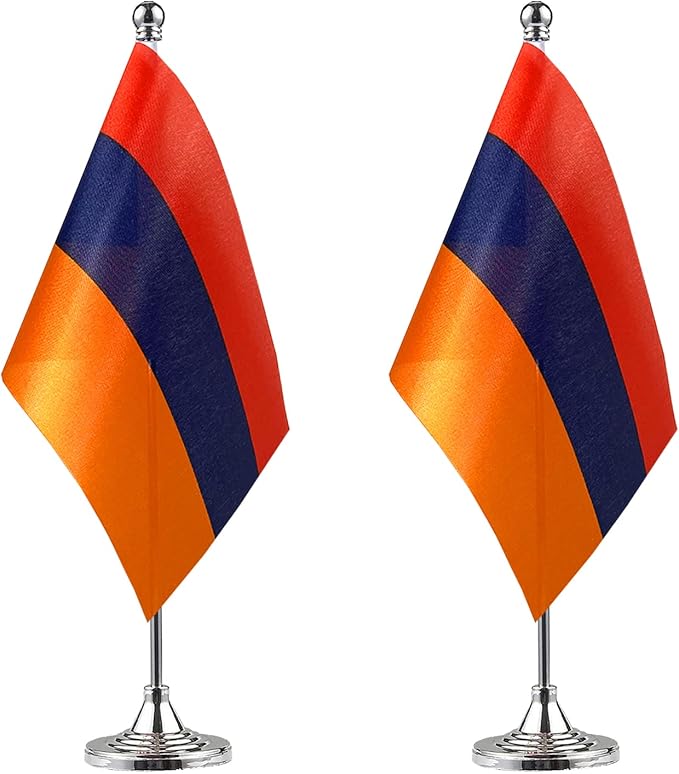 ZXvZYT 2 Pack Armenia flag Armenian Table Flag Small Mini Armenian Desk Flags by ZXvZYT