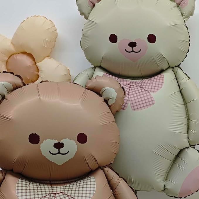 Matte teddy bear balloons Decorations 2PCS Foil Mylar Balloons Little Bear - Image 5