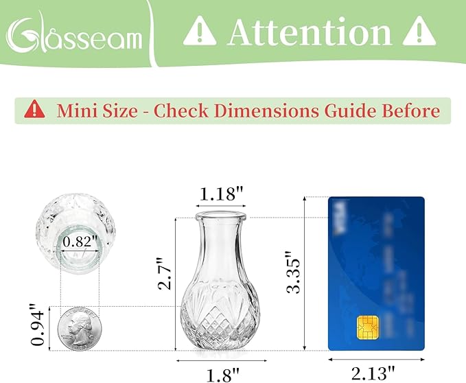 Glasseam Small Bud Vases for Centerpieces: 20PCS Mini Clear Glass Vase Set for - Image 2