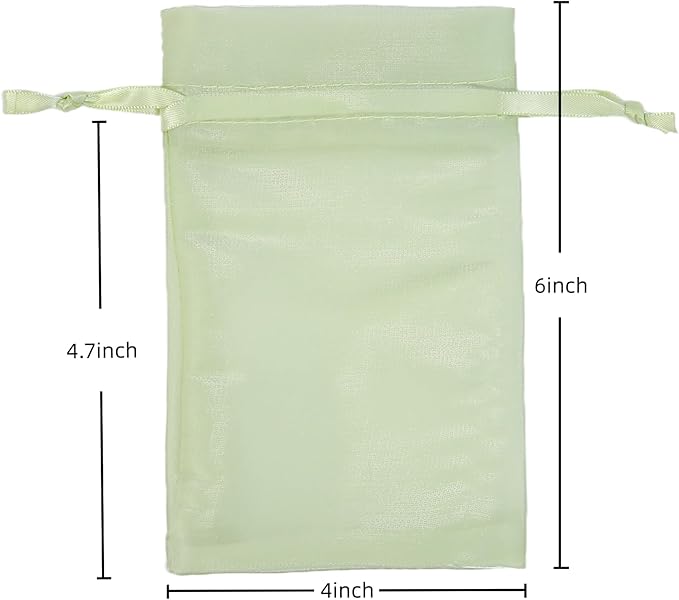 20 Pcs Light Green Small Organza Bags 4X6 inch - Image 3