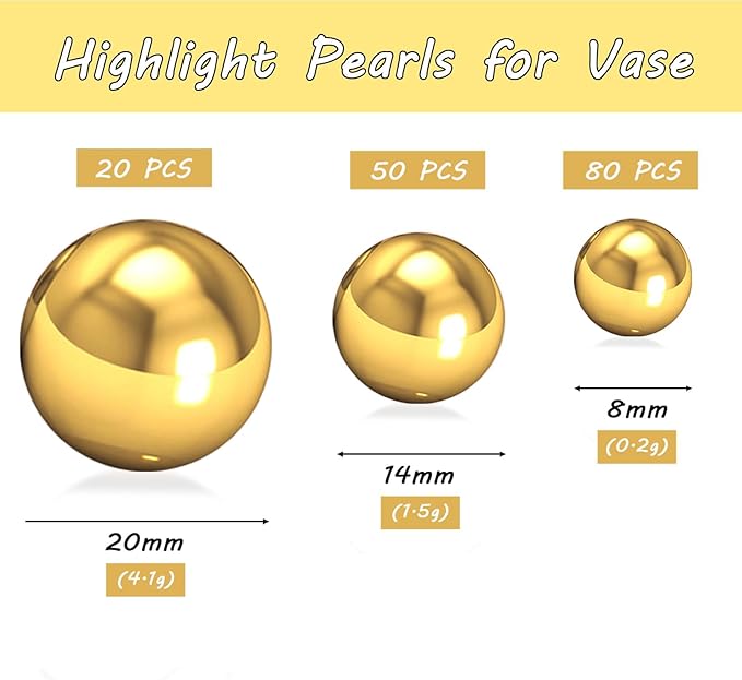 150Pcs Brightgold Polished No Hole Faux Pearl Beads - Image 2