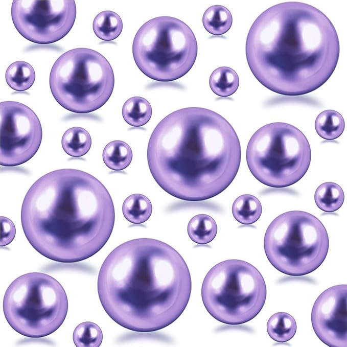 300Pcs Light Purple Polished No Hole Faux Pearl Beads by Cusmation