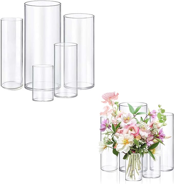 5pcs Glass Vase Cylinder Vases for Centerpieces Small Flower Glass Vases Home by Unknown