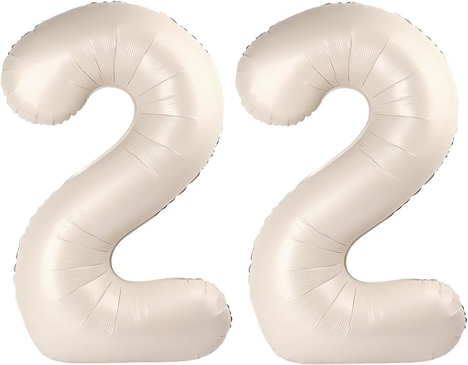 40 Inch Big Cream White Number 22 Balloon Birthday Decoration, Numbers 22 by Upgesy