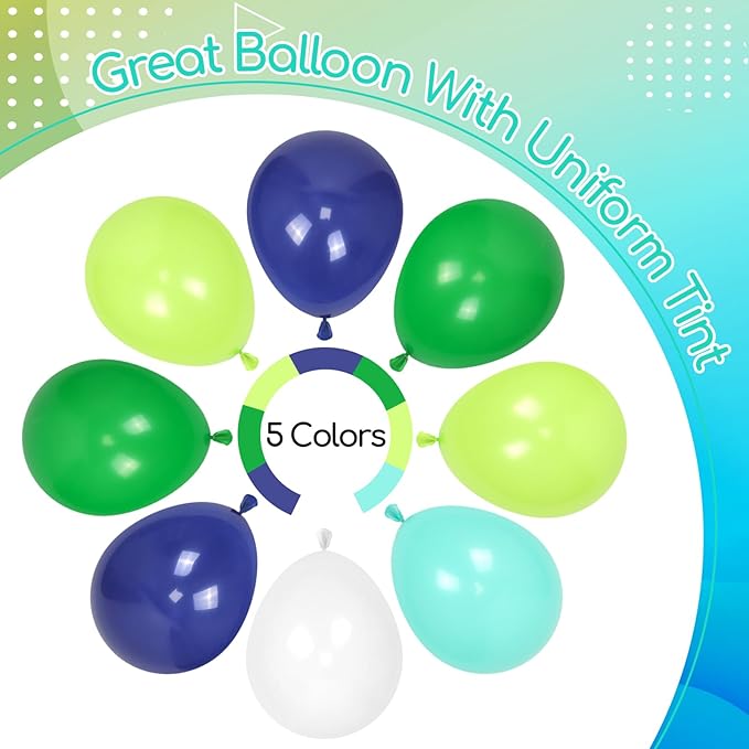 60pcs Blue and Green Balloons 12inch - Image 4