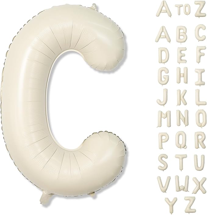 Giant Alphabet C Foil Balloons, Nude Cream White Custom Mylar Letters Balloon by Lingqiang