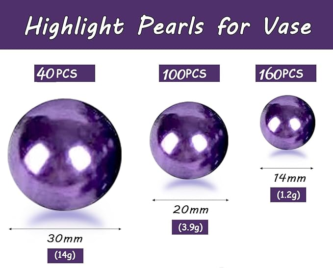 300Pcs Dark Purple Polished No Hole Faux Pearl Beads - Image 2