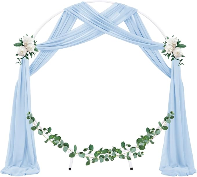Socomi Wedding Arch Draping Fabric 3 Panels 29" x 19Ft Baby Blue Sheer Chiffon - Image 2