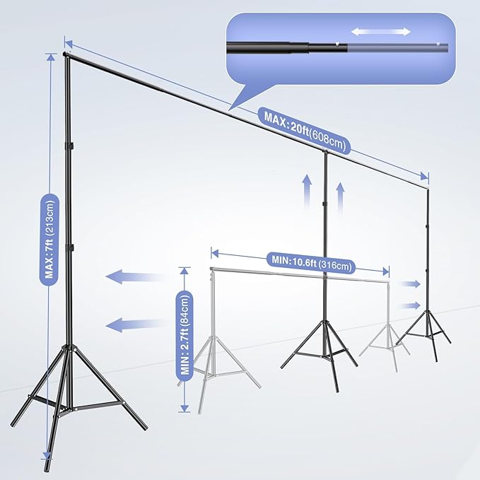 EMART Backdrop Stand, 20x7ft Large Adjustable Background Support System - Image 3