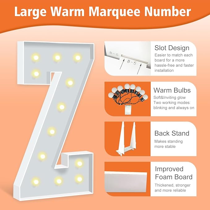 4FT Marquee Light Up Letters, Large Light Up Letters Z, Marquee Letter 3 Feet - Image 3