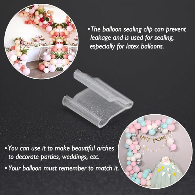 AKOAK 100 Pcs Useful "V" Shaped Balloon Seal Clip Transparent Balloon Button - Image 5