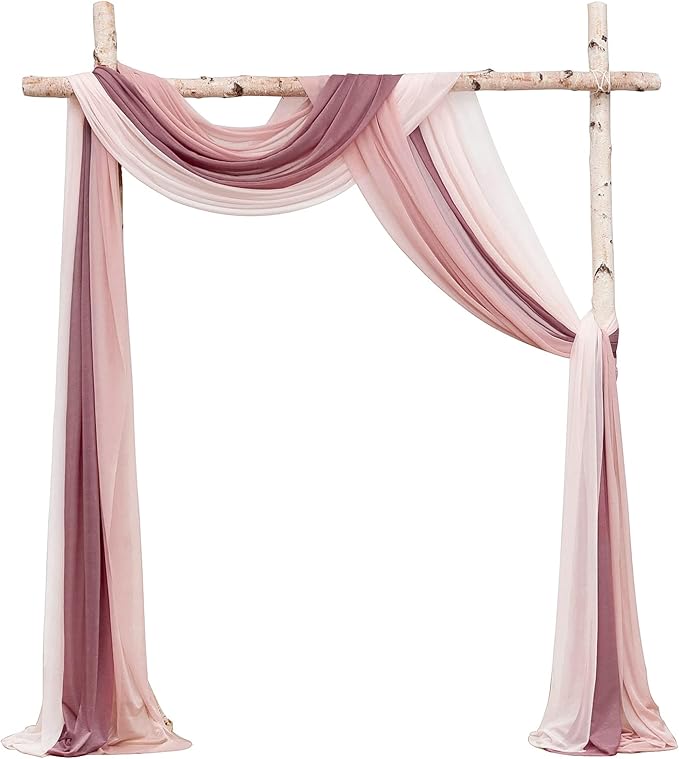 Floroom Wedding Arch Draping Fabric 3 Panels 20Ft Chiffon Fabric Drapes Arbor by Floroom