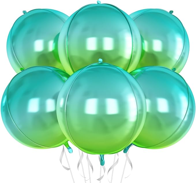 6Pcs Gradient Blue Round Foil Balloons, Giant 4D Round Ball Balloon, 22 Inch by Adorely