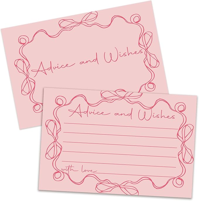 Pink bow Advice and Wishes Cards, Double-sided Blank Cards Suitable by ZEDEV