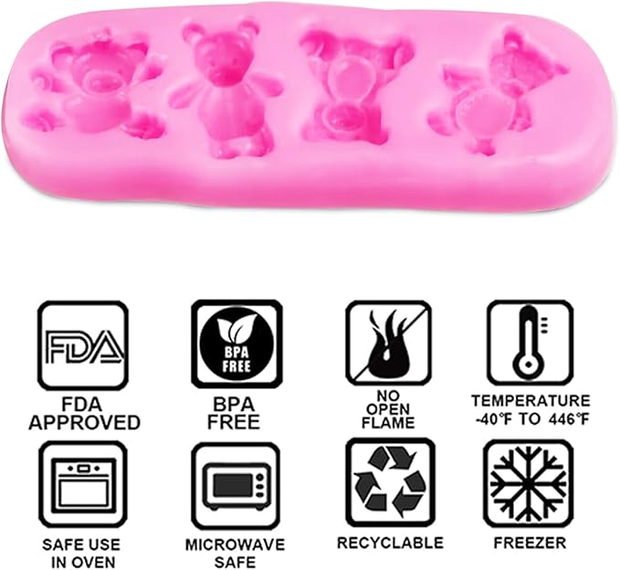 Bear Silicone Molds, AIMEIKI 5 Pcs 3D Bear Silicone Fondant Molds - Image 6