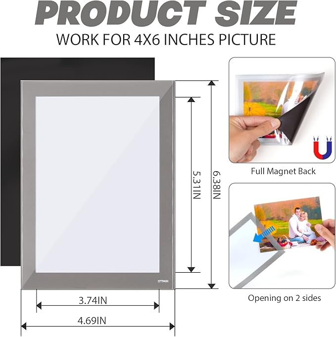 Magnetic Photo Frames with Sliver-Grey Border, Magnet Picture Frame - Image 3