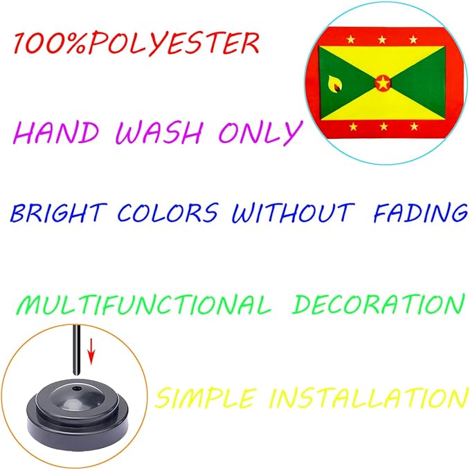 WXTWK 2 Pack Grenada Flag Grenada Deluxe Desk Flag Set - Image 4