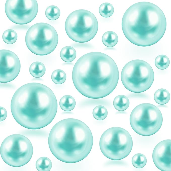 300Pcs Lake Blue Polished No Hole Faux Pearl Beads by Cusmation