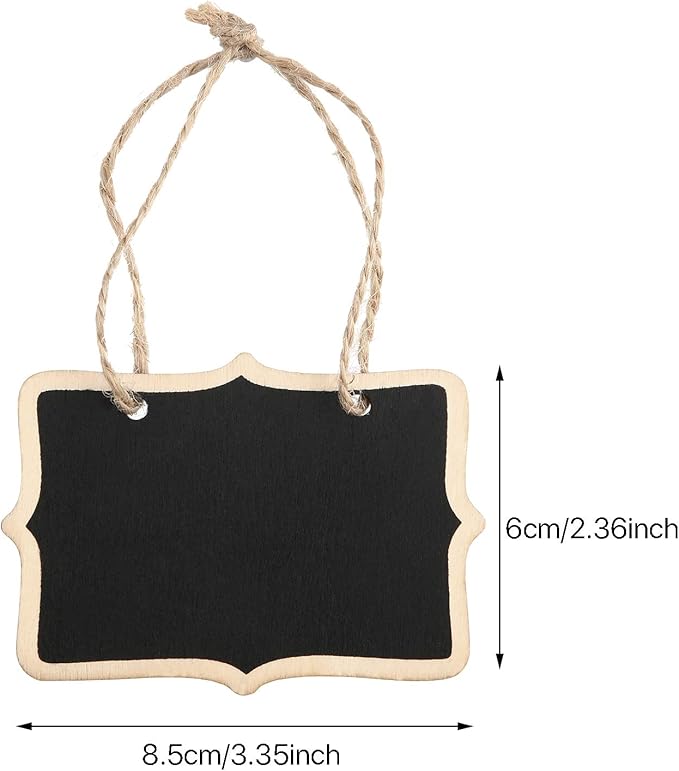 Outus 24 Pcs Mini Chalkboard Signs Bulk Hanging Wood Chalkboard Signs 3.35 x - Image 3