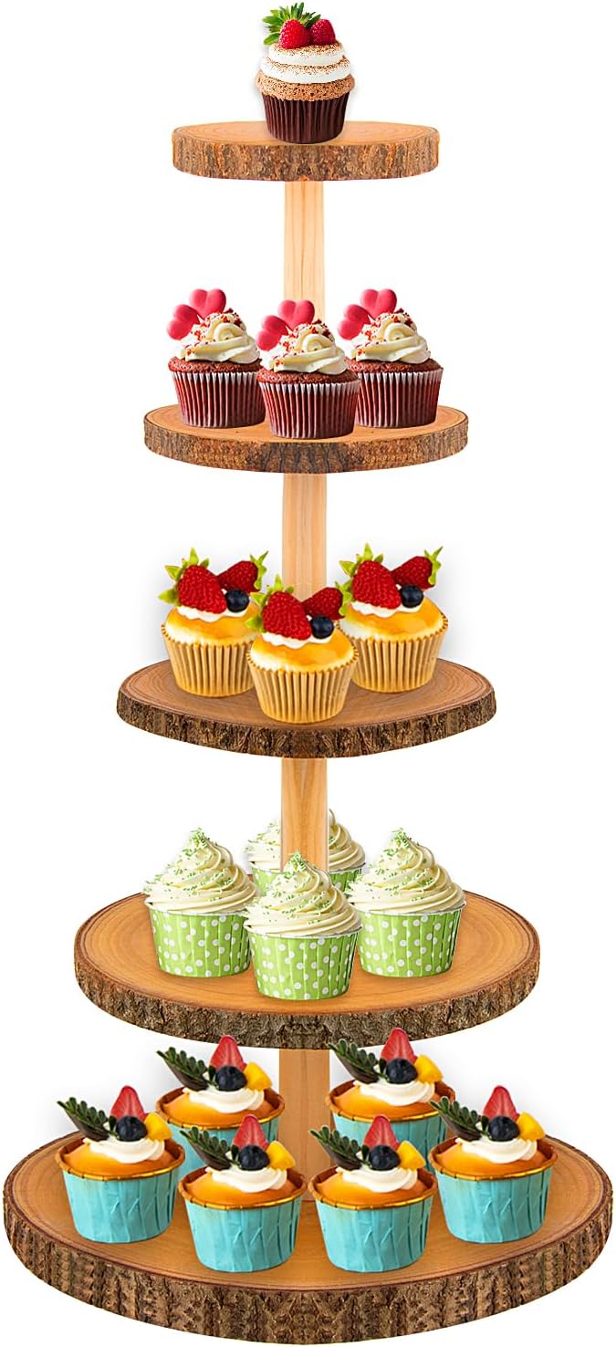 5-Tier Rustic Wooden Cupcake Stand by SogYupk