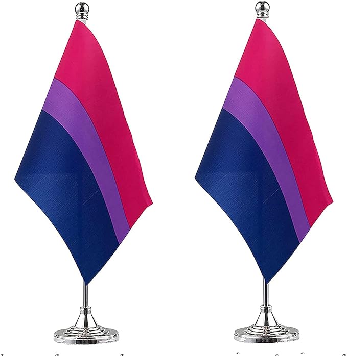 ZXvZYT 2 Pack Pride Rainbow Bisexual flag Bi table flag, Small Mini LGBT Desk by ZXvZYT