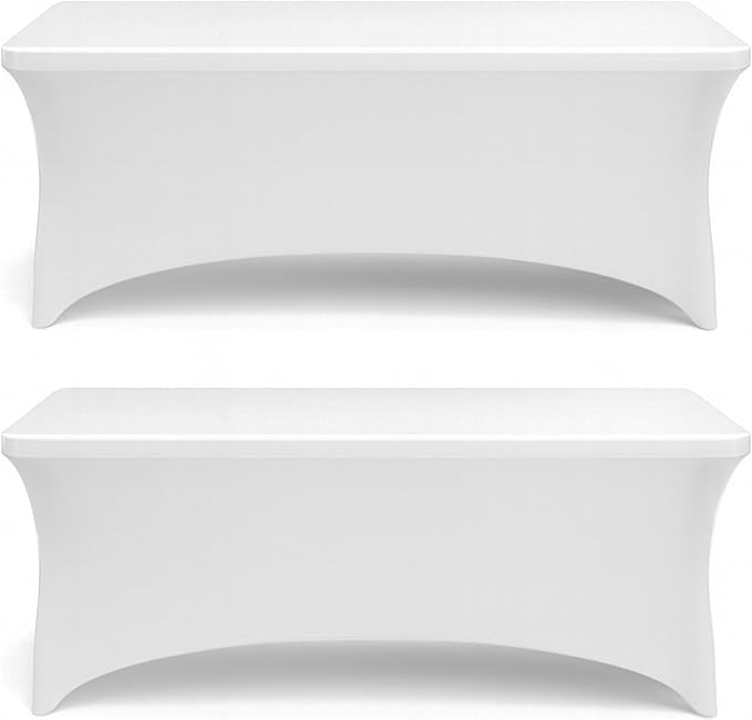 Stretch Spandex Table Covers 8FT, Stretchy Wrinkle Resistant Folding Table Cover by WhiteClassic