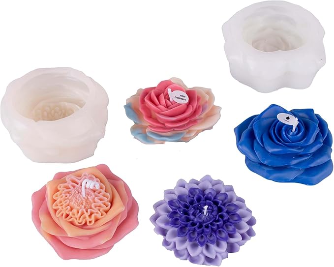 Flower Succulent Rose Peony Molds Silicone Wave Spiral Candle Mold - Image 3