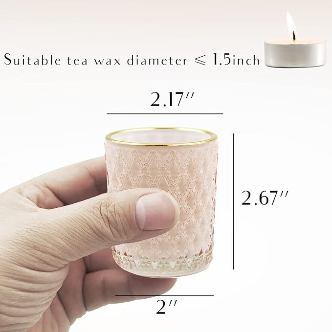 SHMILMH Pink Votive Candle Holders Set of 24, Tea Candle Holder - Image 6