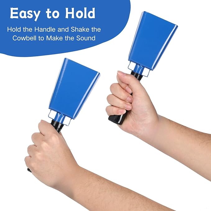 Steel Cow Bell with Handle 8 inch Cowbells Noise Makers, Hand Percussion Loud - Image 5