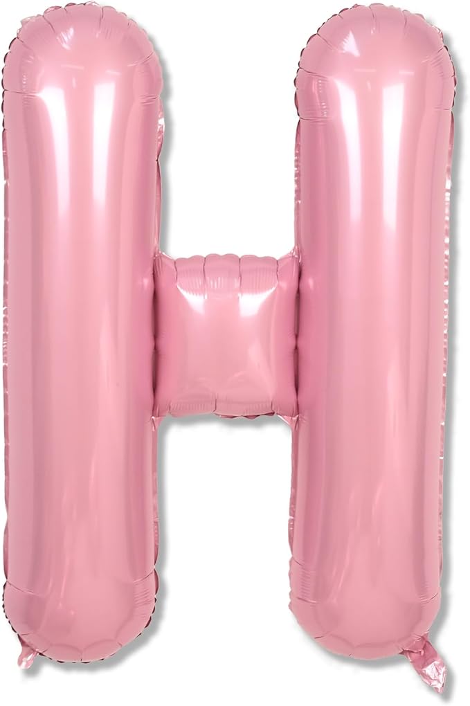 Big Letter Balloon H Pastel Pink, Mylar Alphabet Customize Name Balloon Letter by Lingqiang