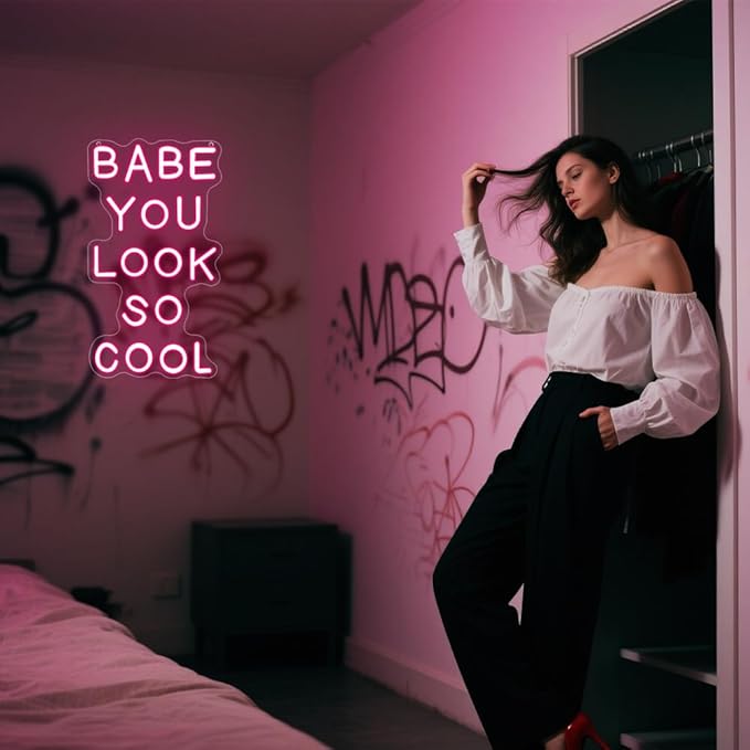 Babe You Look So Cool Neon Sign, Backdrop - Image 6