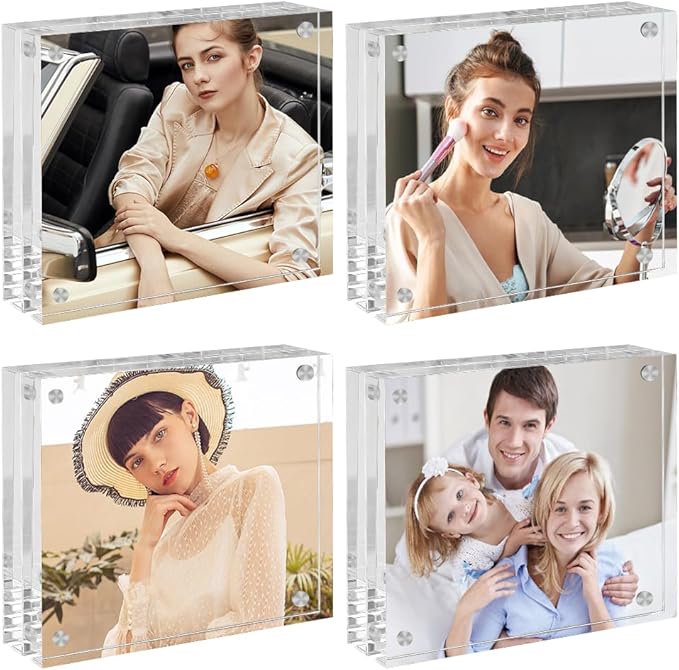 4x6 Acrylic Frames 4 Pack, 20mm Double Sided Magnetic Picture Frames Clear by Airsnigi