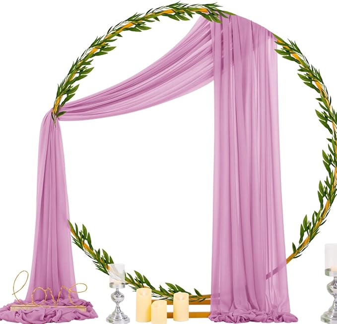 Socomi Purple Sheer Wedding Arch Draping Fabric 29" x 20Ft 2 Panels Outdoor - Image 3