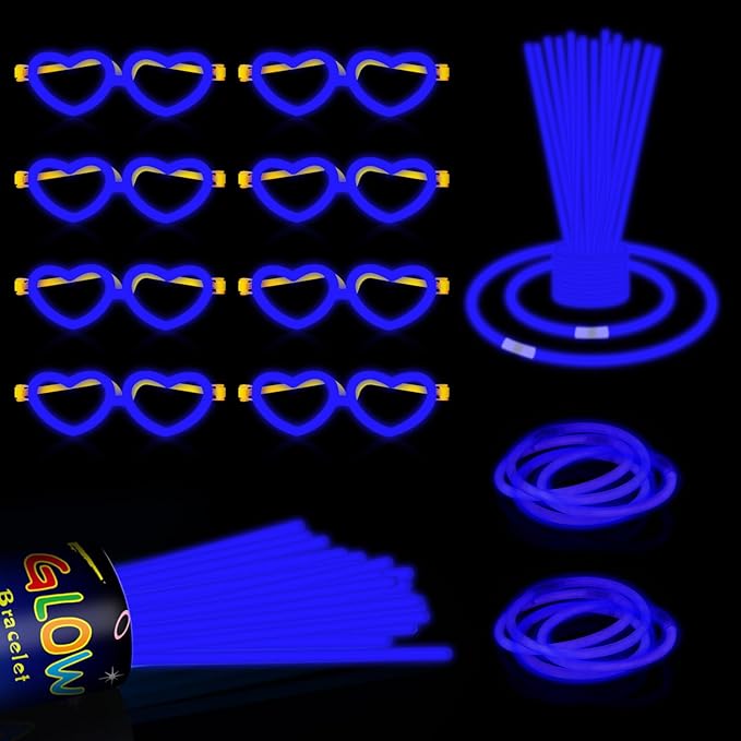 60 Pack 8” Blue Glow Sticks Bulk Bright Glow Sticks by ZSMKJIAYE