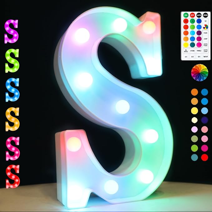 Light Up Colorful LED Marquee Letter lights, 18 Colors Changing Alphabet by OYCBUZO