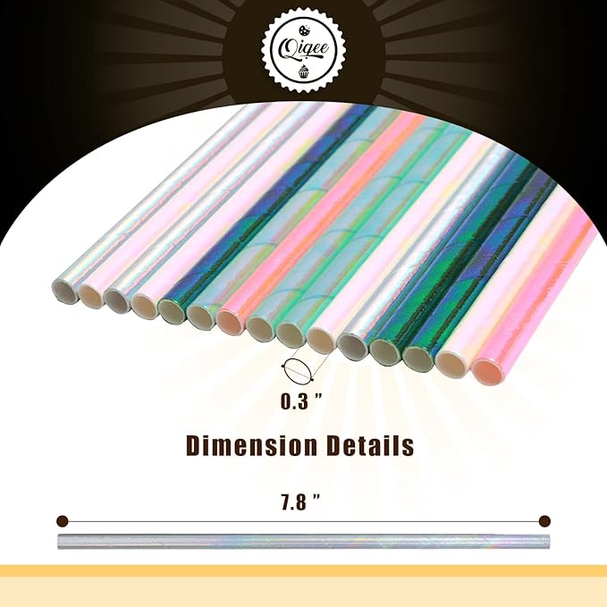 150pcs Iridescent Paper Straws for Drinking Disposable Sraws Disposable Straws - Image 5