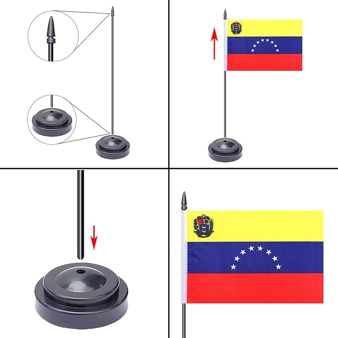 WXTWK 2 Pack Venezuela Flag Venezuela Deluxe Desk Flag Set - Image 3