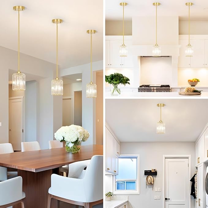 Gold Kitchen Pendant Lights Over Island - Image 4