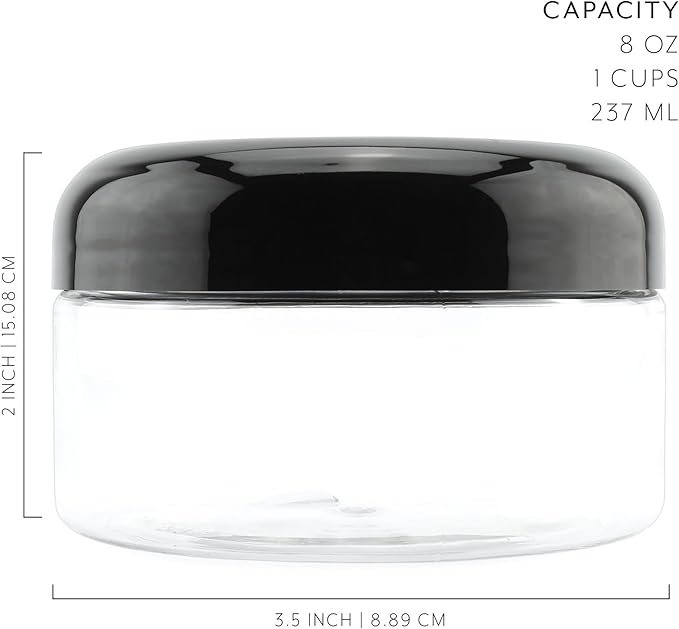 Cornucopia Brands 8oz Clear Plastic Jars w/Black Plastic Lids; BPA Free PET - Image 6