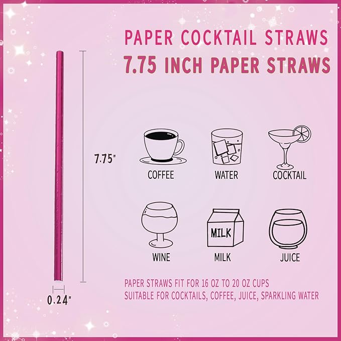 Paper Straws Party, Disposable Drinking Straws, 7.75 Inches, - Image 2
