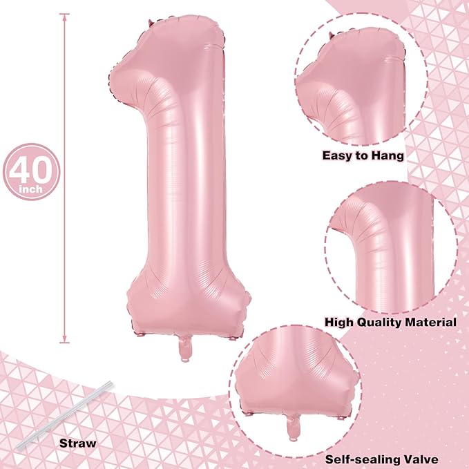 11 Balloon Number Birthday, Giant Light Pink Number 1 & 1 Helium Foil Balloon - Image 2