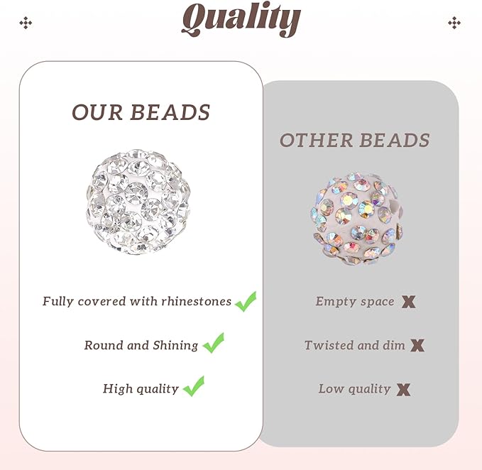200pcs 10mm Rhinestone Beads for Jewelry Making, Sparkle Crystal Clay Christmas - Image 5
