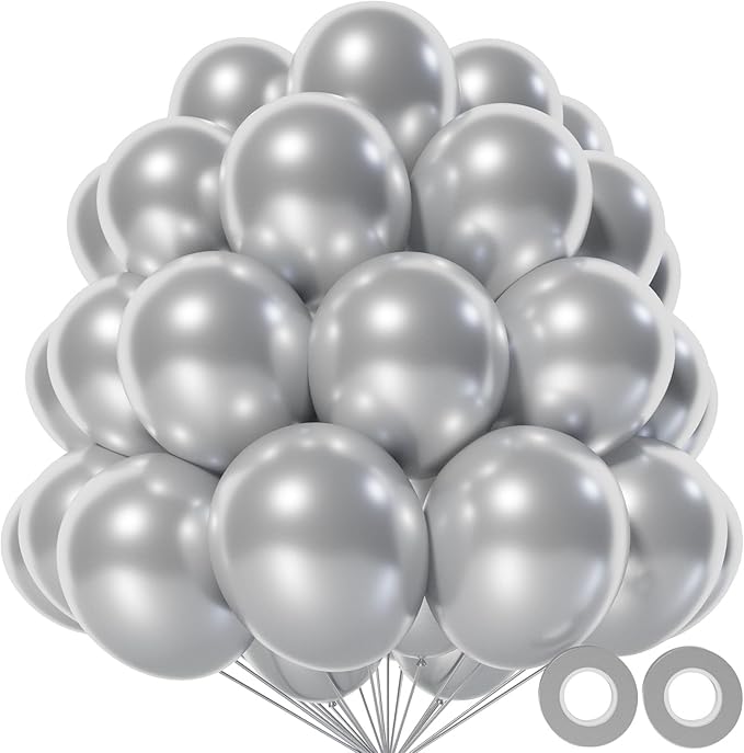 KAWKALSH Metallic Silver Balloon 12 Inch by %E7%AB%8B%E5%8D%B3%E8%B4%AD%E4%B9%B0