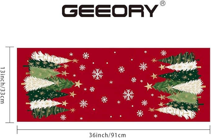 GEEORY Christmas Table Runner 13x36 Inch, Xmas Trees Snowflakes Holiday - Image 6