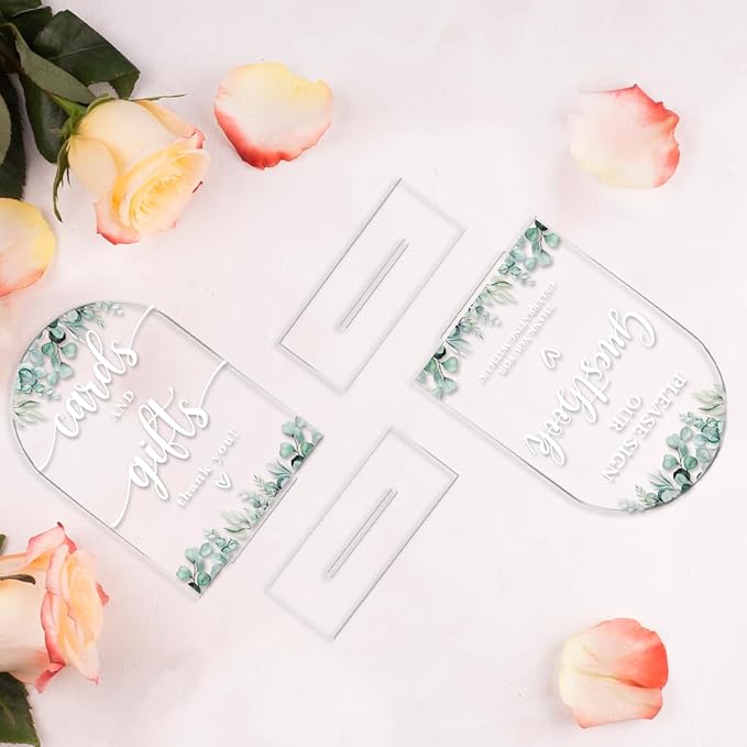 2 Pcs Acrylic Wedding Signs for Reception, Bridal Shower Decorations, Cards and - Image 5