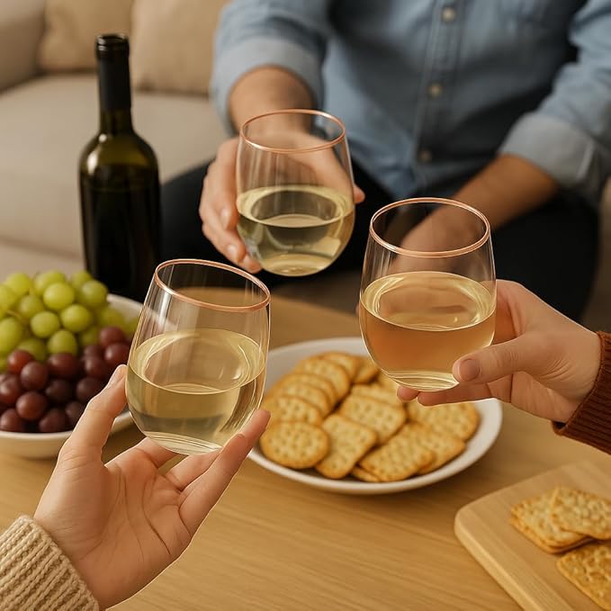 48 Pack 10 oz Small Plastic Stemless Wine Glasses - Image 8