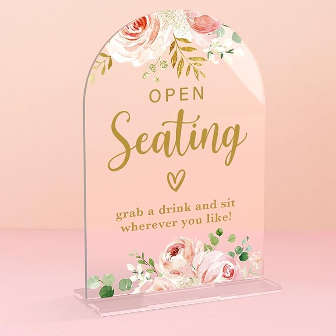 Acrylic Wedding Signs, Bridal Shower Decorations, Open Seating Signs by KongMoTree